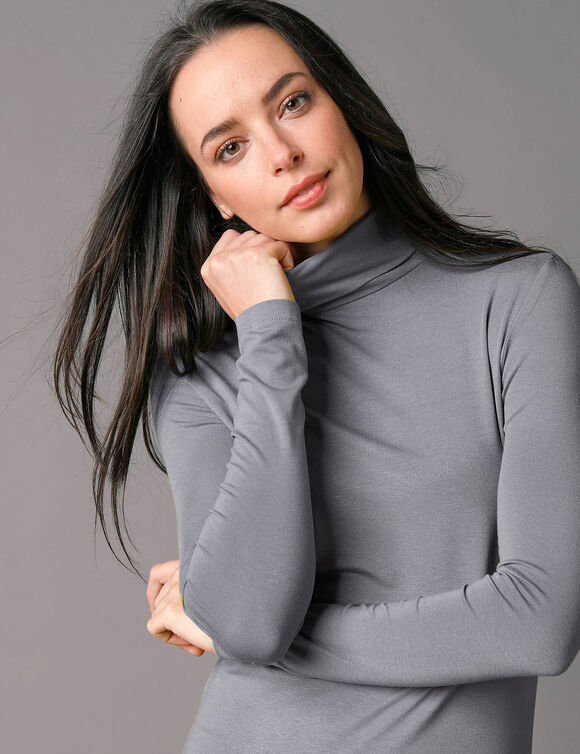 Sous-pull uni col roulé stretch (gris) Sous-pull uni col roulé stretch (gris)